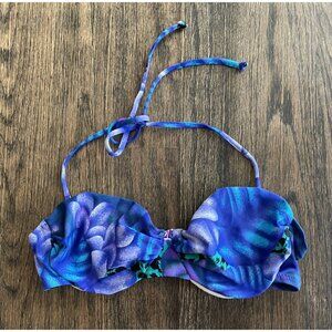 DeWeese Swim Top Tie Halter Blue Size 10 RUNS SMALL